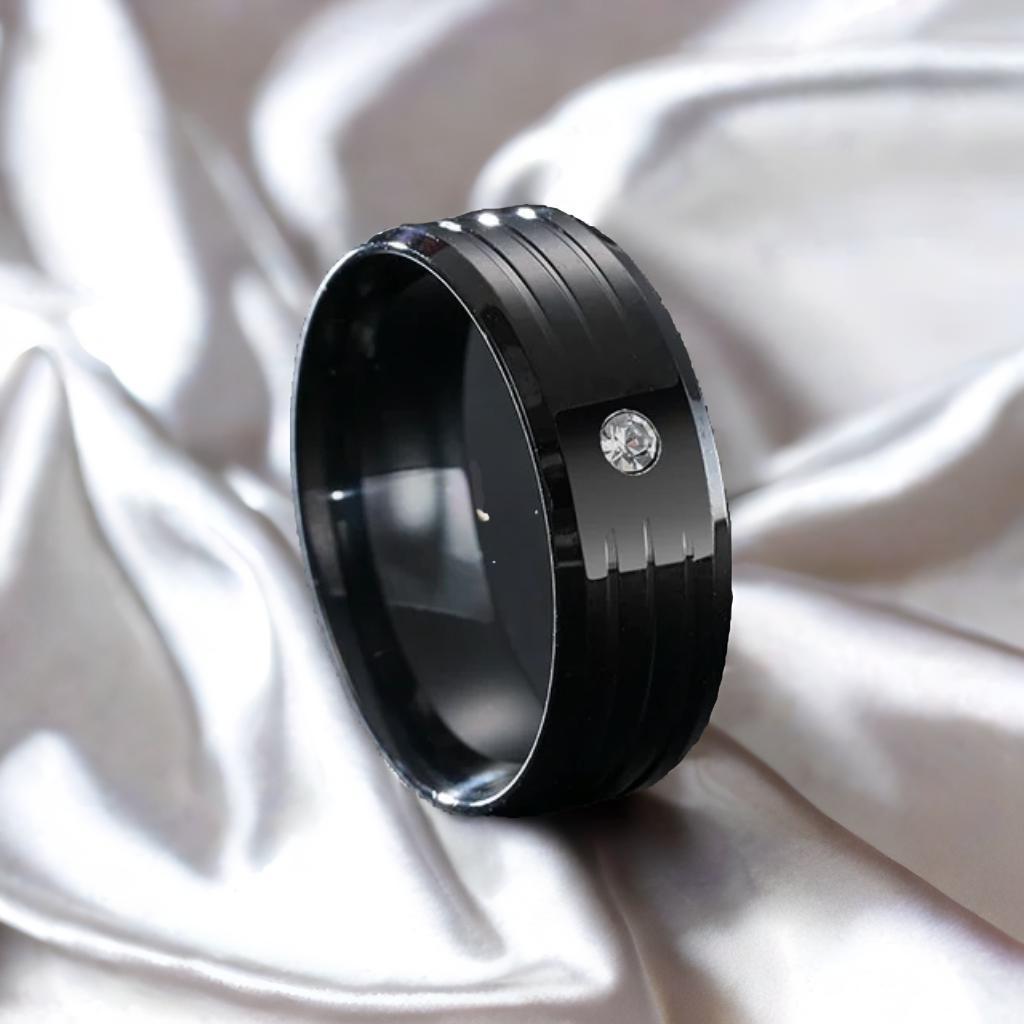 Black Zircon Charm Ring | Unisex Design | 1 Pc