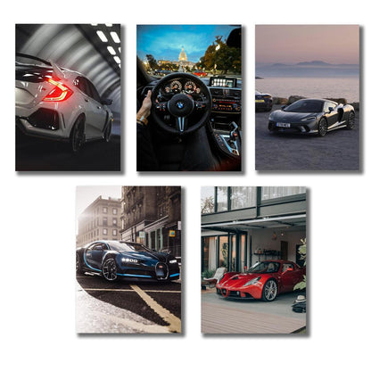 5 Pc Cars Design Wall Art & Paintings