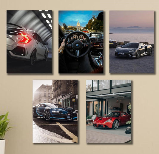 5 Pc Cars Design Wall Art & Paintings